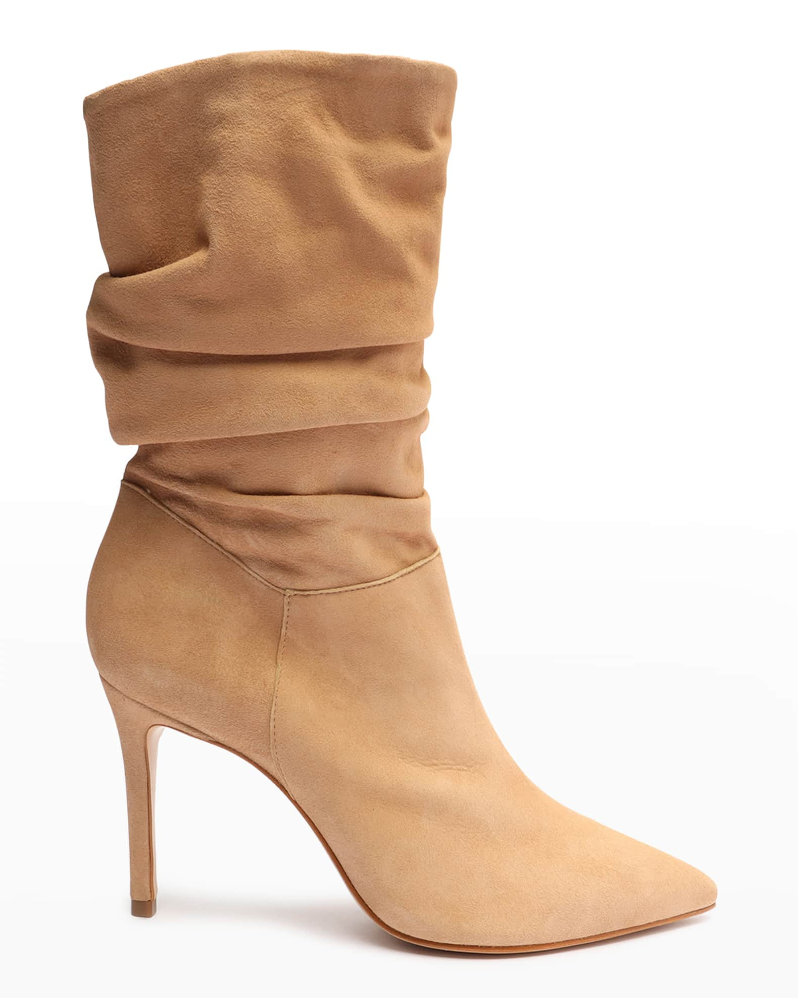 Schutz Ashlee Ruched Suede Stiletto Boots | Neiman Marcus