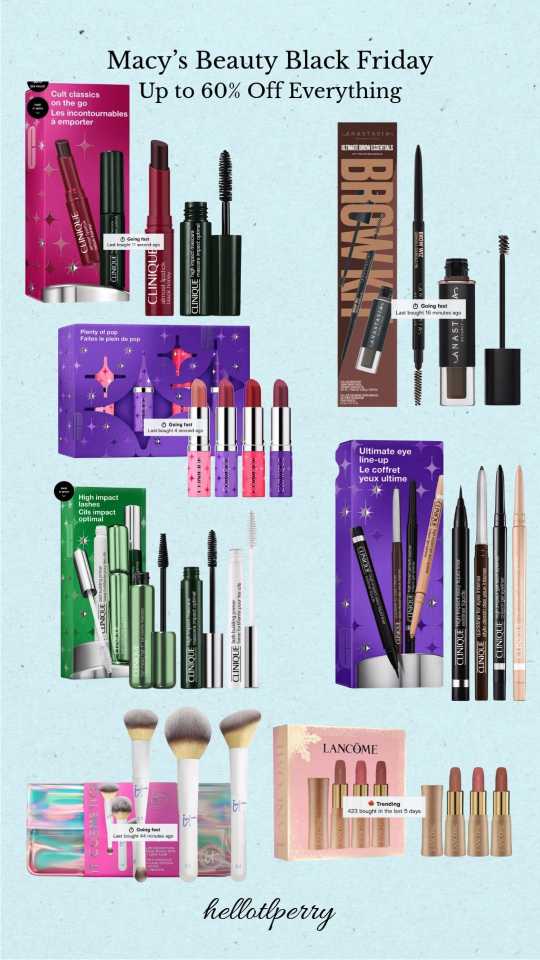 Macy’s Beauty Black Friday is so good this year — up to 60% off all the best makeup sets and skincare gifts 😍 These deals are the easiest way to stock up on holiday beauty gifts, affordable makeup gift sets, and the most-wanted beauty bundles from brands we actually use. I rounded up my favorites: mascara sets, brow kits, skincare duos, lip sets, eyeliner + brow pencil bundles, and the prettiest brush + lipstick gift sets. Perfect for gifting, stocking stuffers, or treating yourself because… why not? 💄✨

Macy’s beauty deals, Black Friday beauty sale, holiday makeup gift sets, best beauty gifts for her, affordable makeup sets, Lancome gift sets, mascara gift set, brow kit, eyeliner set, lip gloss and lipstick set, skincare gift ideas, beauty holiday deals, best Black Friday beauty finds.

#MacysBeauty #BlackFridayDeals #BeautySale #HolidayGiftGuide #GiftGuideForHer #MakeupGiftSet #BeautyGifts #HolidayBeauty #MakeupSale #SkincareSale #BeautyFinds #StockingStuffers #PinterestInspired #LTKFinds 

 

#LTKHoliday #LTKGiftGuide #LTKBeauty