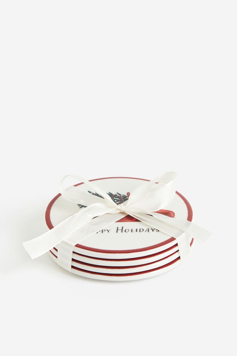 4-pack Porcelain Coasters - Red/car - Home All | H&M US | H&M (US + CA)