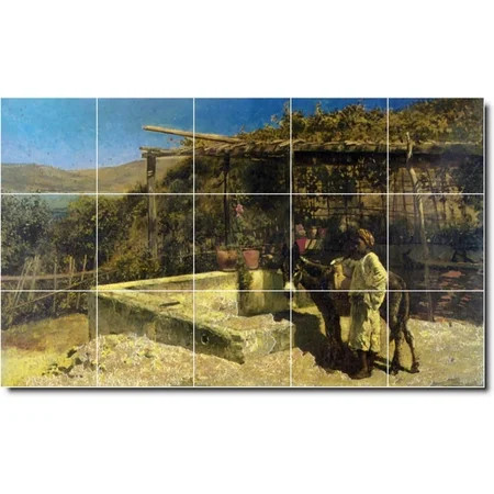 Ceramic Tile Mural-Edwin Weeks Historical Backsplash Tile Mural 20. 21.25"" w x 12.75"" h using (15) | Walmart (US)