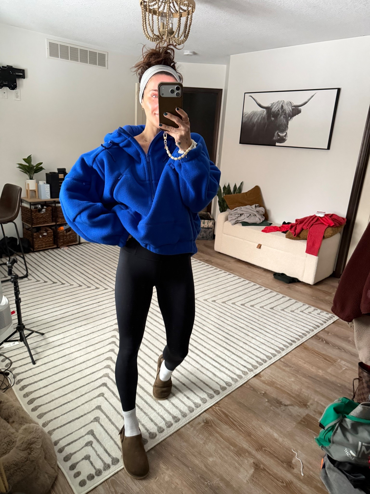 Comfy Outfit
Wearing a small in Jacket
XS in leggings 
Clogs TTS if inbetween size up 

#LTKActive #LTKootd #LTKSeasonal