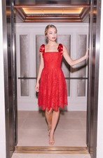 ANTHROPOLOGIE GAL MEETS GLAM “Lucia” Cranberry Red Lace Fit & Flare Dress Size 6 | eBay US