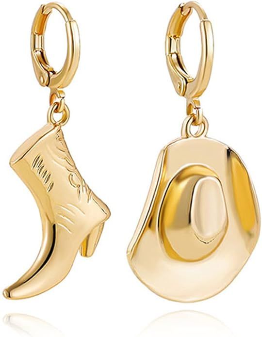 Dreuyet Modern Fashion Enamel Western Cowgirl Boot Earrings Boho Fancy Dress Costume Heart Earrin... | Amazon (US)