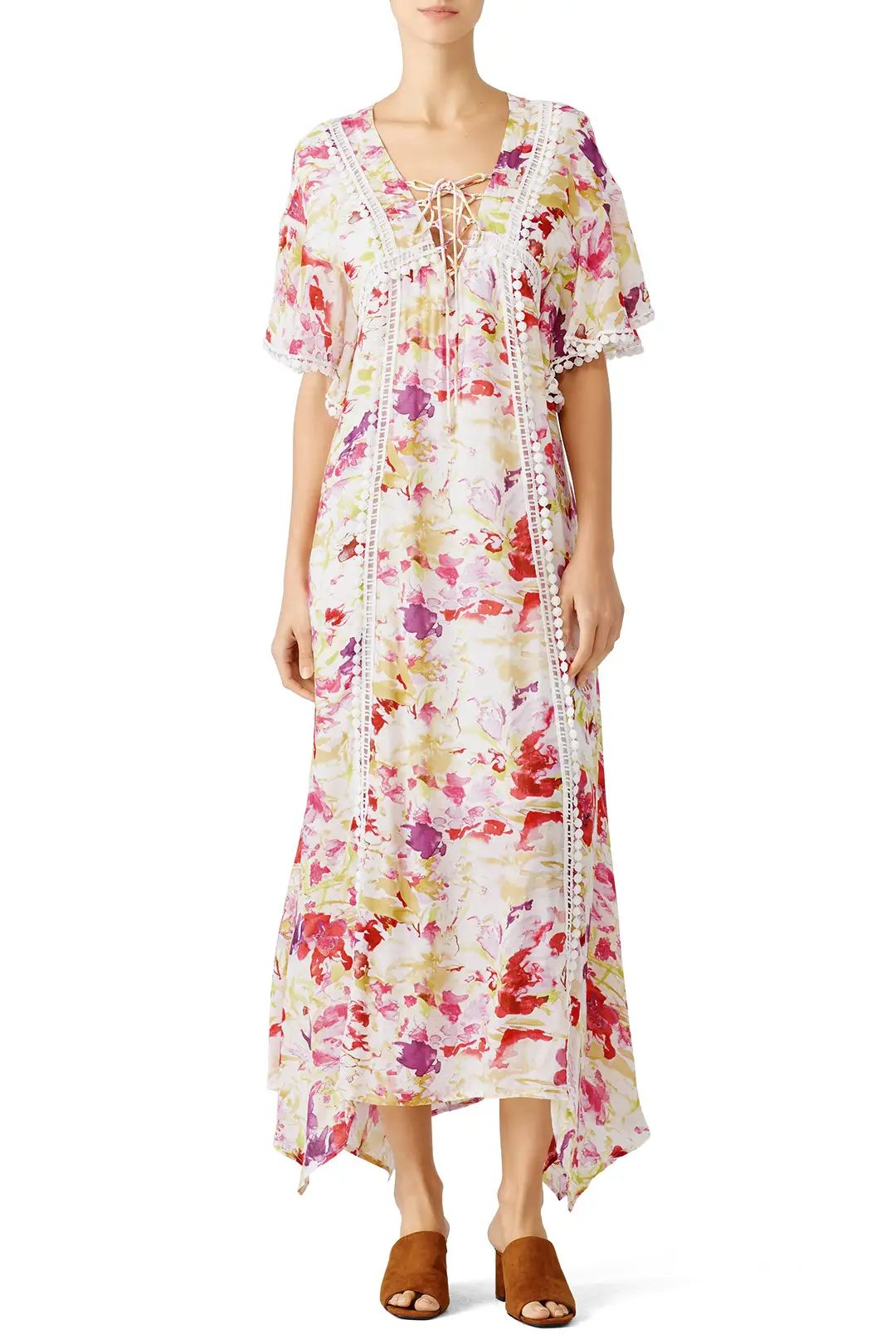 Dina Agam Abstract Floral Tie Maxi | Rent The Runway