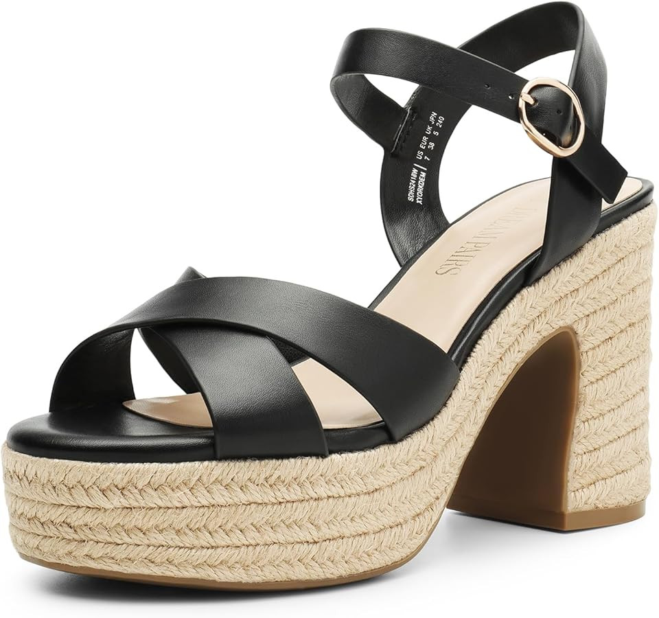 DREAM PAIRS Women's Chunky Platform Heels Round Open Toe Ankle Strap High Heeled Sandals for Part... | Amazon (US)