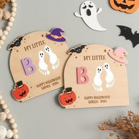 Diy Halloween Footprint Art, My Little Boo Sign, Kid Craft, Baby's Custom Keepsake, Personalized Sign R41 | Etsy (US)