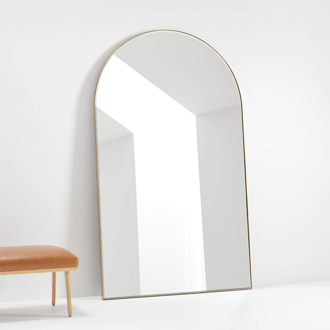 Edge Extra-Large Brass Arch Floor Mirror 48"x80" + Reviews | Crate & Barrel | Crate & Barrel