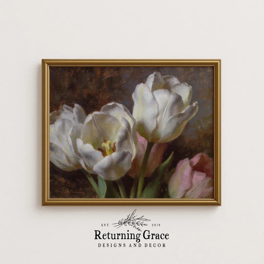 Vintage Floral Art, Farmhouse Art Print, Cottagecore Art, Spring Art (digital Download), Tulips S... | Etsy (US)