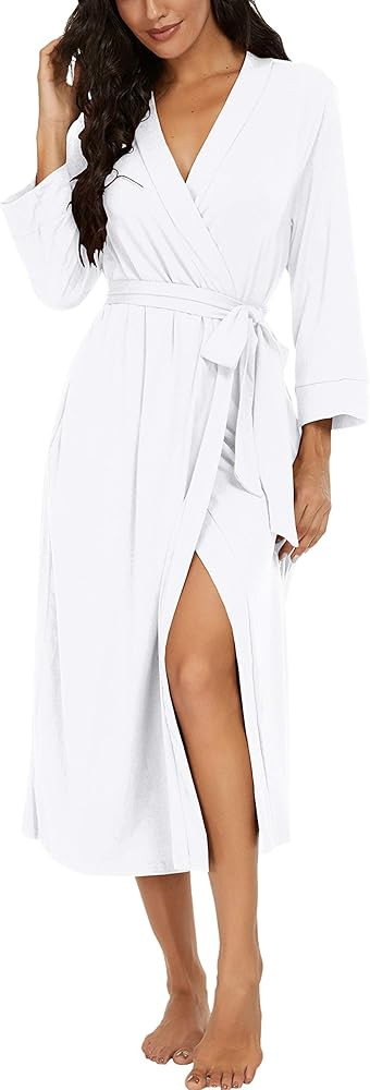 VINTATRE Women Kimono Robes Long Knit Bathrobe Lightweight Soft Knit Sleepwear V-neck Casual Ladi... | Amazon (US)