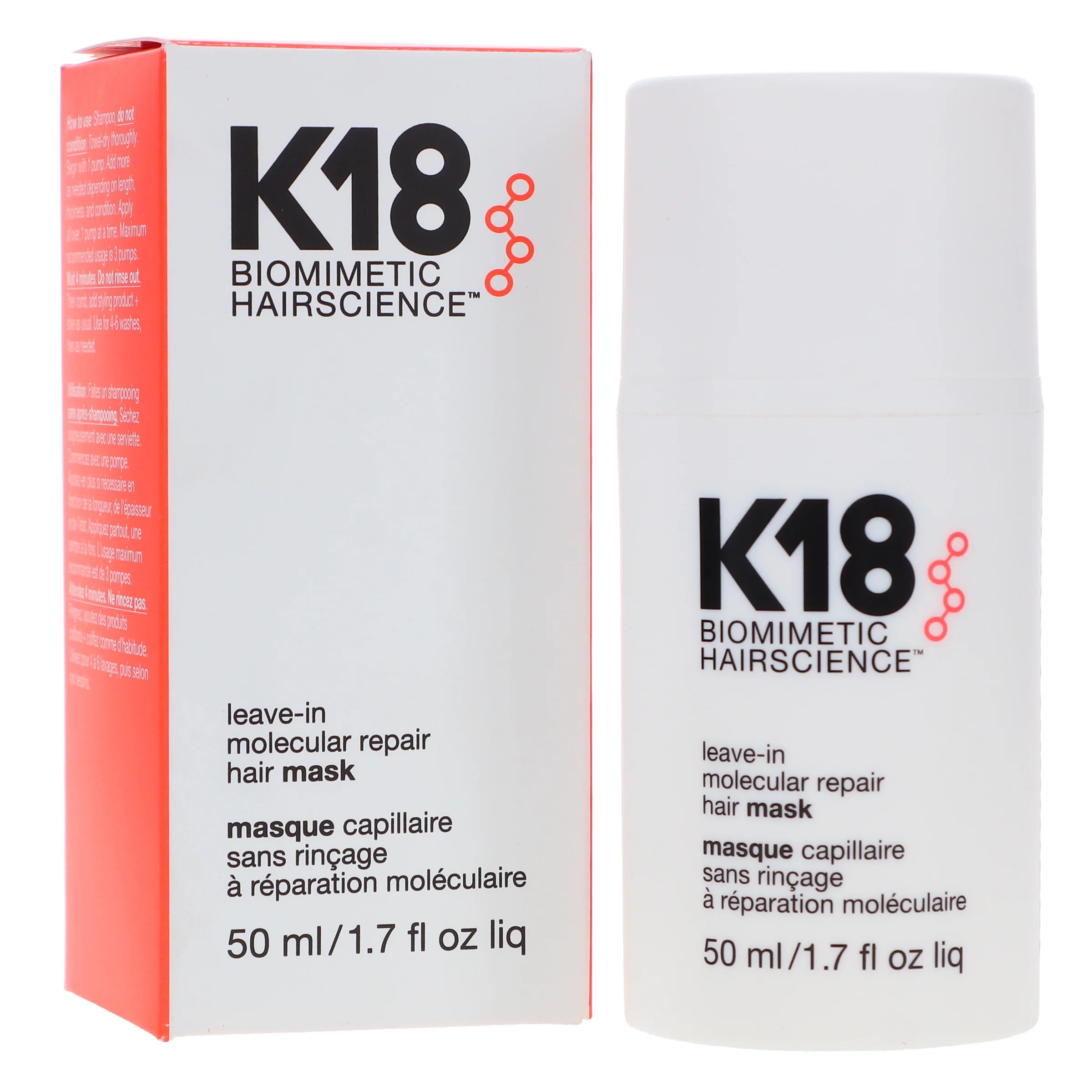 K18 Leave-In Molecular Hair Mask, Repairs Dry or Damaged Hair, 1.7 Fl Oz | Walmart (US)