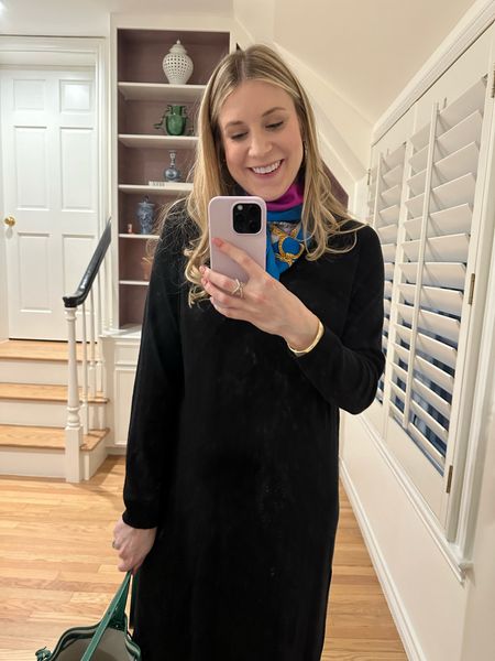 A little chilly this weekend! I love this black sweater dress because it is so easy to style different way! I loved it with an Hermes scarf and ballet flats and still so roomy for my bump! 

#LTKbump