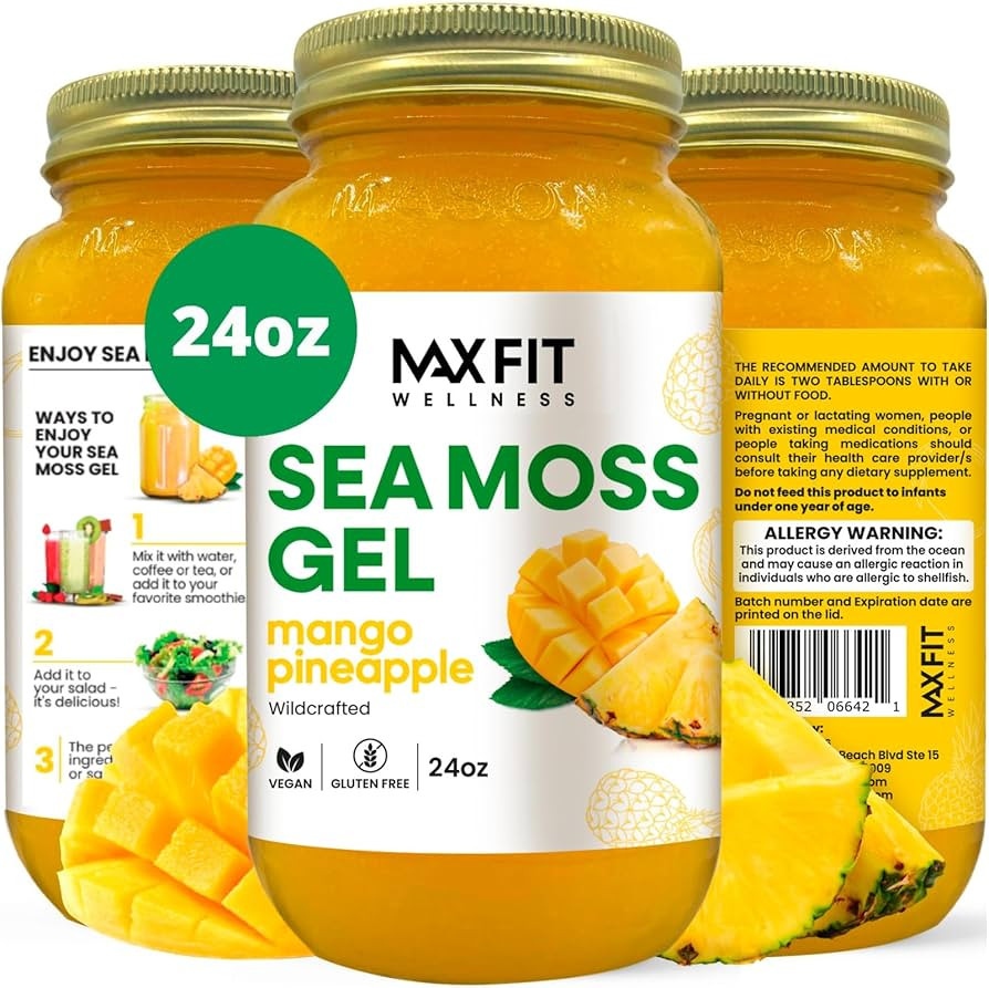 MAX FIT Sea Moss Gel Raw (12 Flavors) 24oz Wildсrafted Gold Sea Moss Gel from Saint Lucia | 92 V... | Amazon (US)
