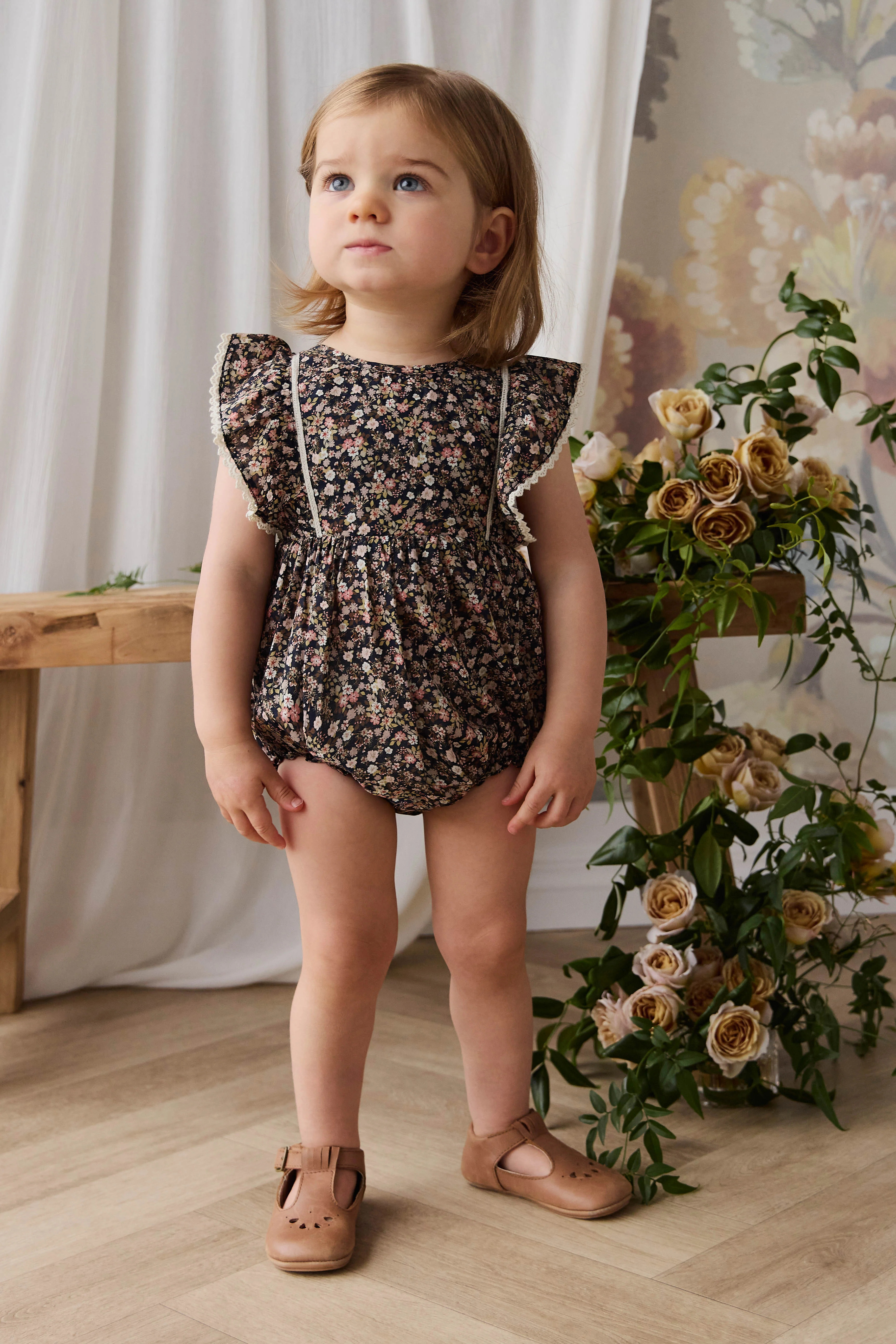 Organic Cotton Beatrice Playsuit - Luca Floral | Jamie Kay
