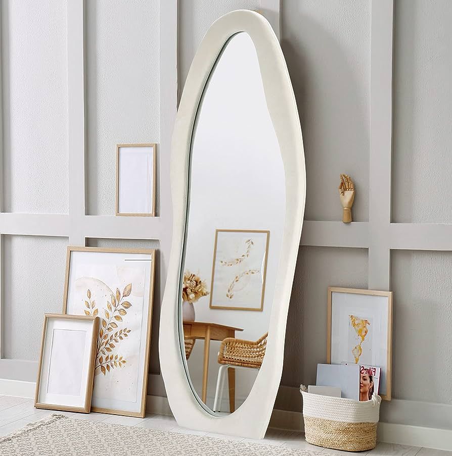 Broojo Irregular Full Length Mirror, 63" x 24" Irregular Wall Mirror, Footprint Floor Mirror with... | Amazon (US)