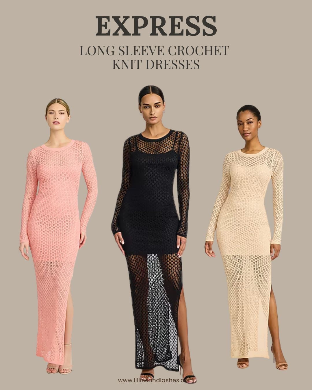 Girls these are on sale for $39!!!
That’s amazing for express!!

These are Gorgeous crochet knit dresses. Love the long sleeves. 

#LTKWedding #LTKSaleAlert
