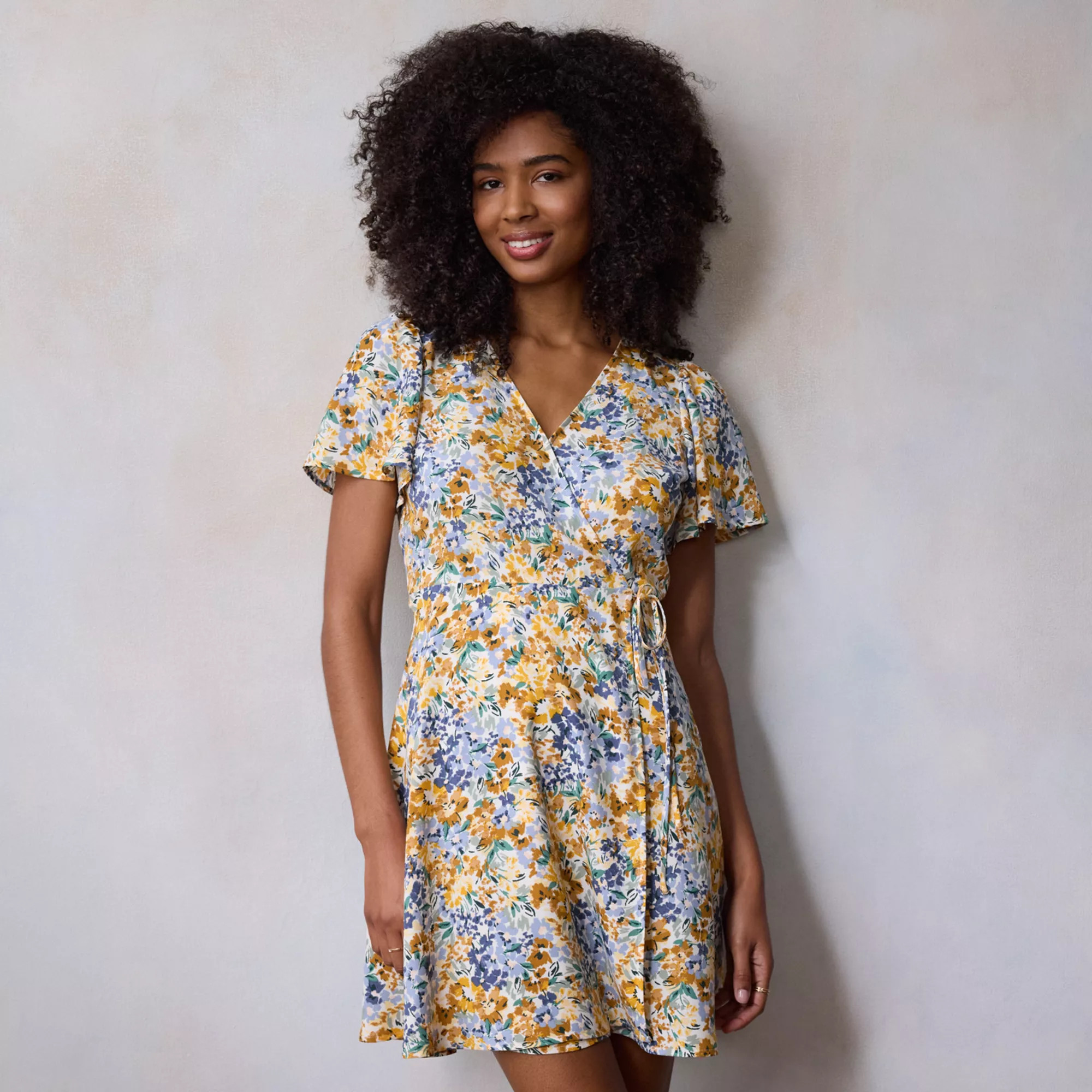 Women's LC Lauren Conrad Short Sleeve Wrap Mini Dress | Kohl's