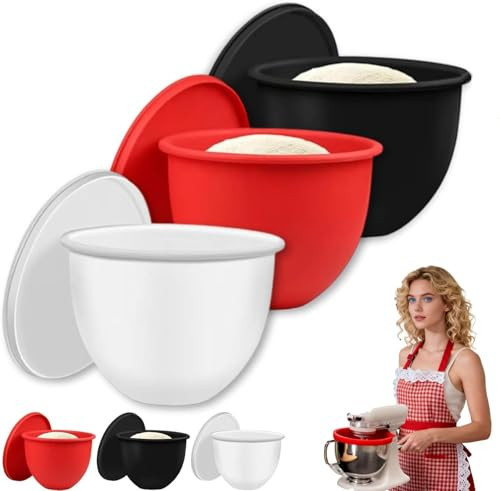 Silicone Bowl Liners for Kitchen Aid Mixer 5 Qt, Mixing Bowl Insert with Lids Compatible with Tilt-Head & Bowl-Lift Stand Mixers, for Baking Cooking, No More Replacement Mixer Bowls Needed (3pcs-A) | Amazon (US)