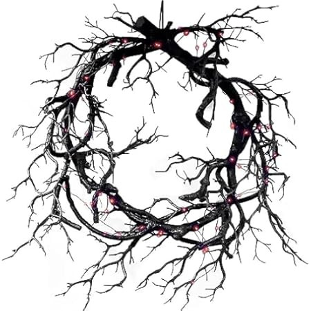Halloween Wreath for Front Door, Gothic Halloween Wreath Black Branch with LED Lights, Gothic Wre... | Amazon (US)