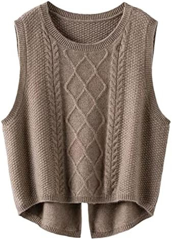 100% Merino Wool Vest Women's Crew Neck Vest Fall Winter Knit Cuff One Shoulder Fashion Warm Swea... | Amazon (CA)
