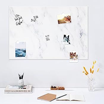 Navaris Dry Erase Glass Board - 24" x 35" Decorative Magnetic White Board for Wall, Home, Office,... | Amazon (CA)