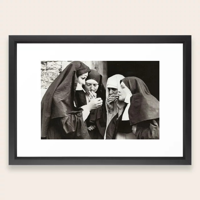 Nuns Smoking Framed Art Print by FAMOUS RESTORED ART | Society6