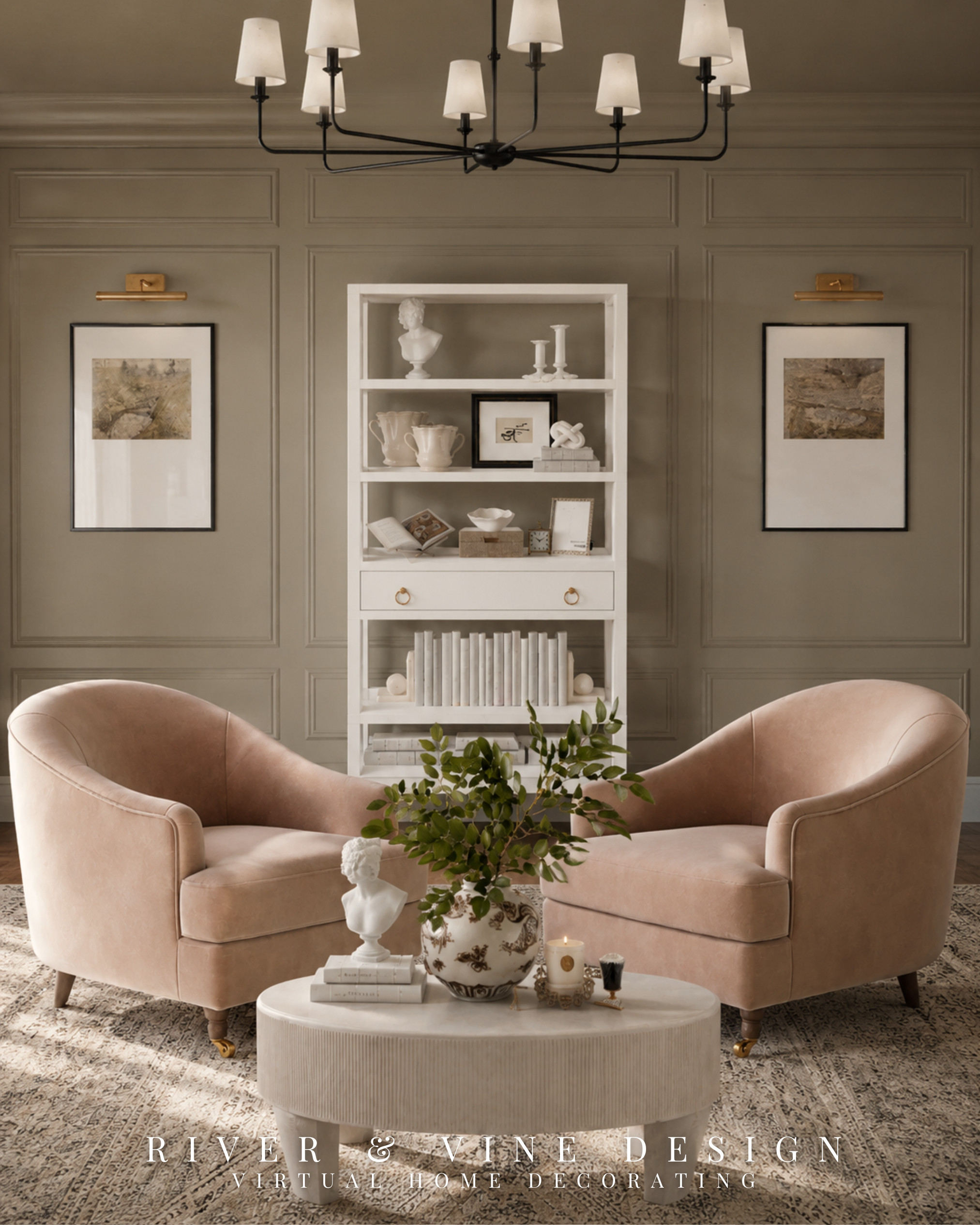 Traditional sitting room inspiration with picture lights, framed art, a collected bookcase, blush accent chairs, warm neutral walls, and a patterned rug. It has that classic home feeling — layered, tailored, slightly old-world, and full of pieces that make a room feel finished rather than just furnished.

Disclosure: I may earn a small commission from purchases made through my links, at no additional cost to you. 

 #LTKHome