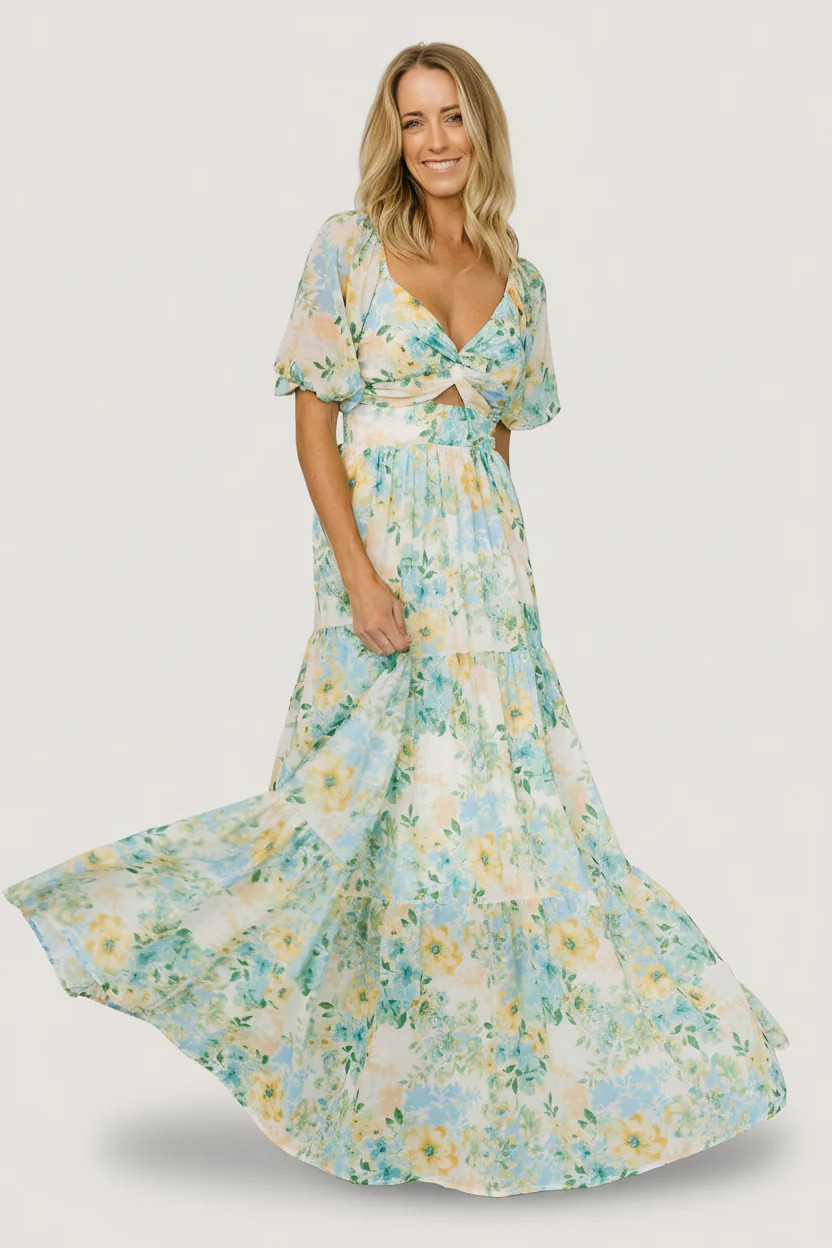 Maya Chiffon Maxi Dress - Garden Multi Floral | Baltic Born | Baltic Born