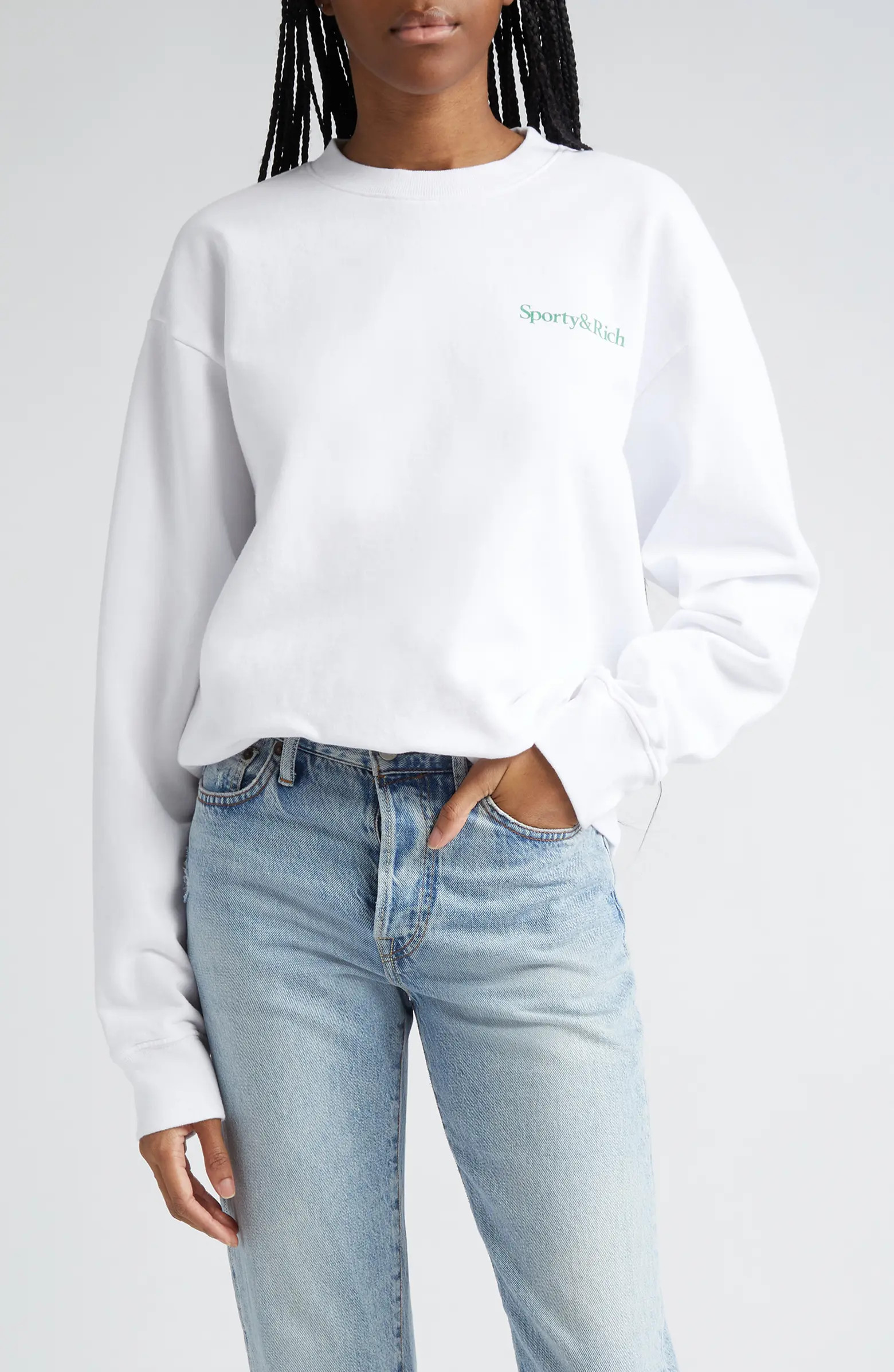Sporty & Rich Drink More Water Cotton Graphic Sweatshirt | Nordstrom | Nordstrom