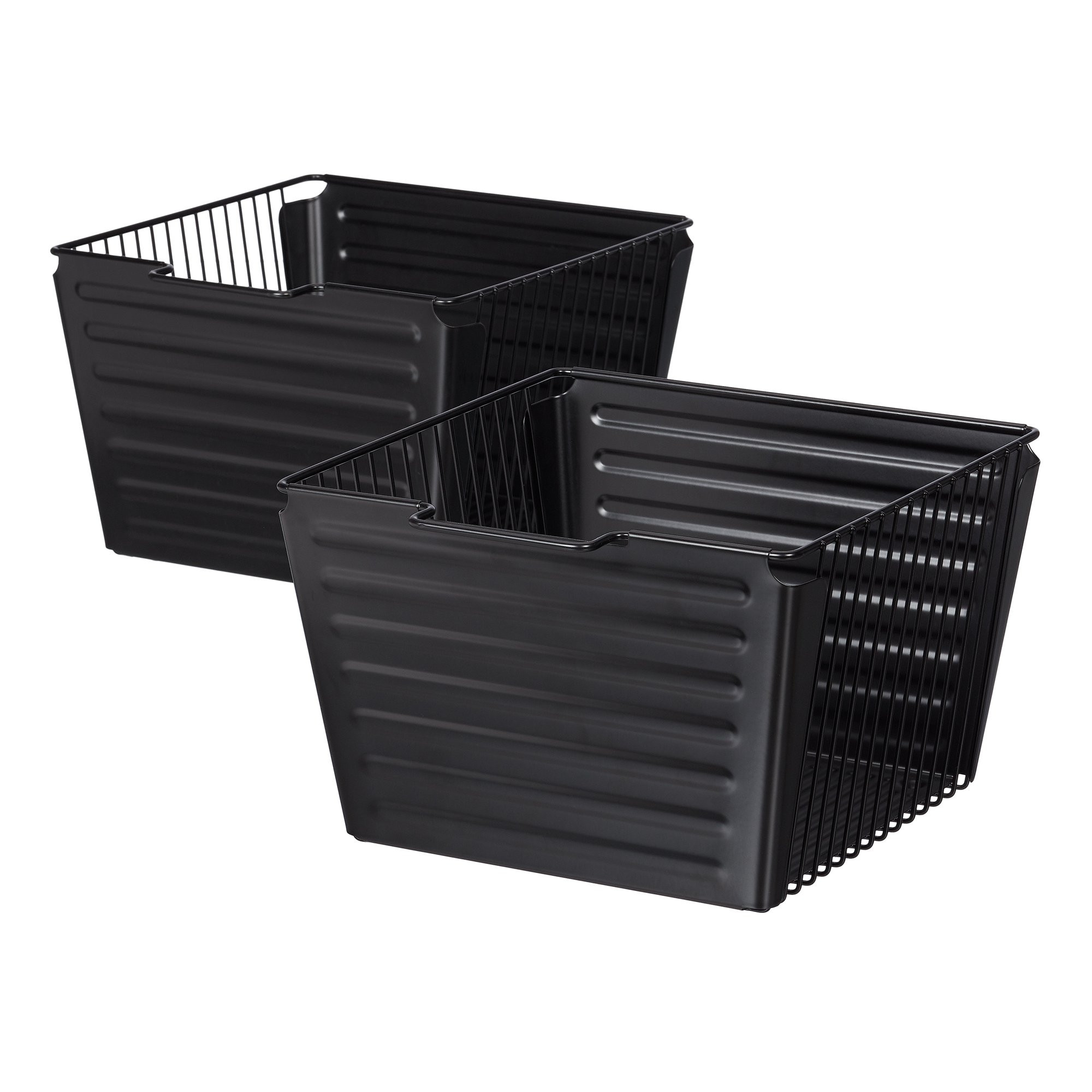 Mainstays Stamped Sheet Metal Basket With Handle, 2 Pack, Multiple Finishes | Walmart (US)