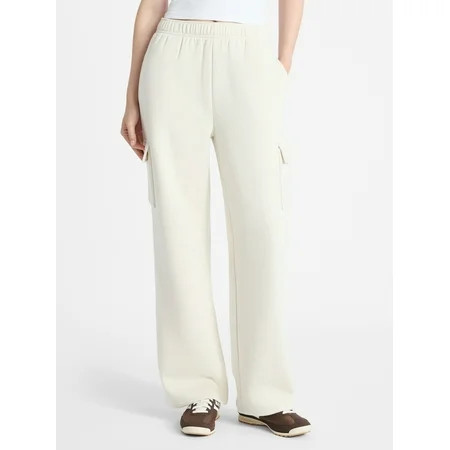 No Boundaries Fleece Cargo Wide-Leg Pants, 30'' Inseam, Women's XXS-XXL | Walmart (US)