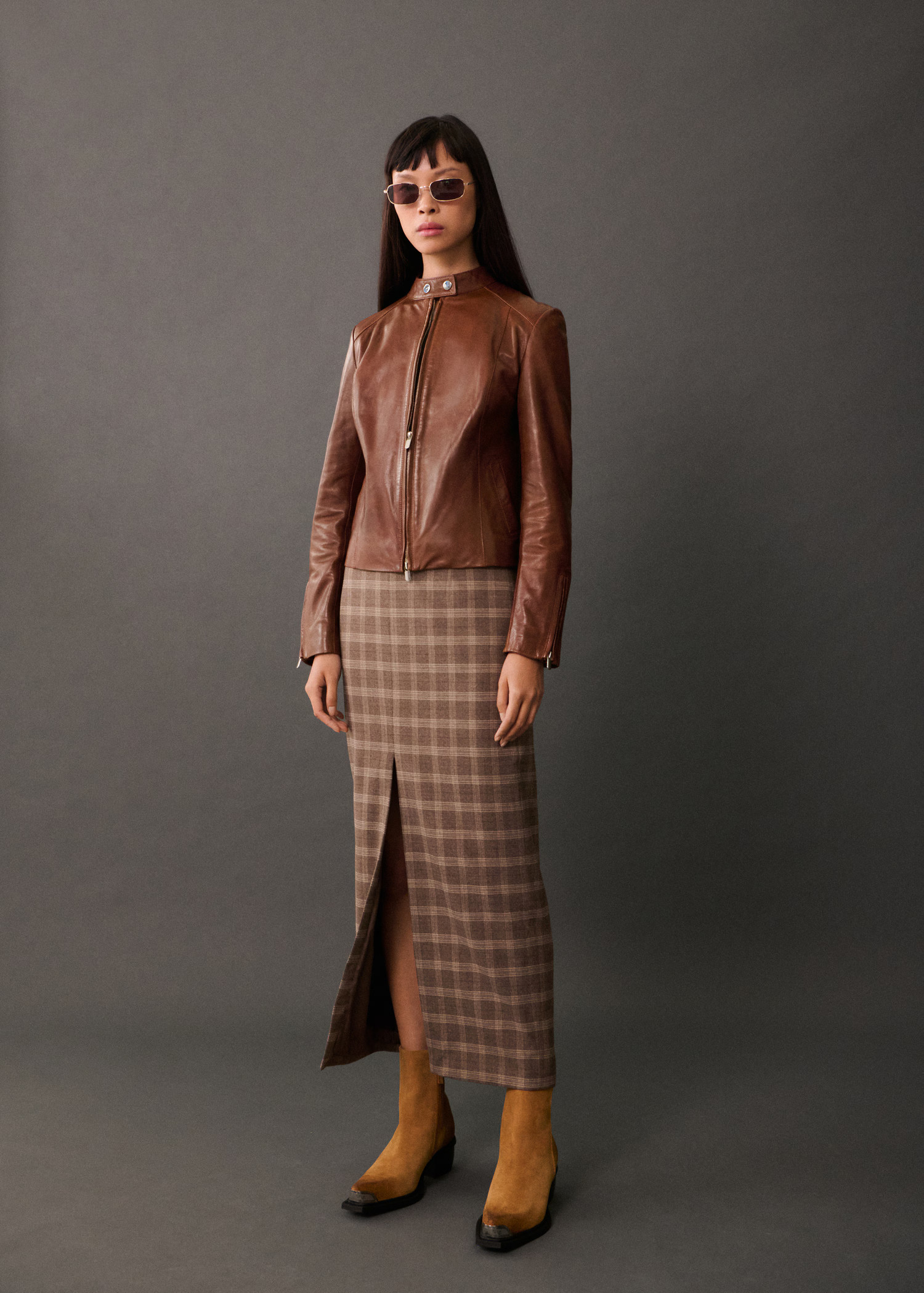 Leather zipper jacket | MANGO (UK)