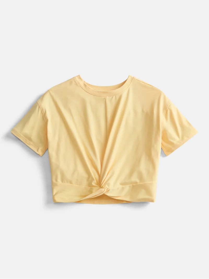 Athletic Works Girls Twist Front Active Tee with Short Sleeves, Sizes 4-18 & Plus | Walmart (US)