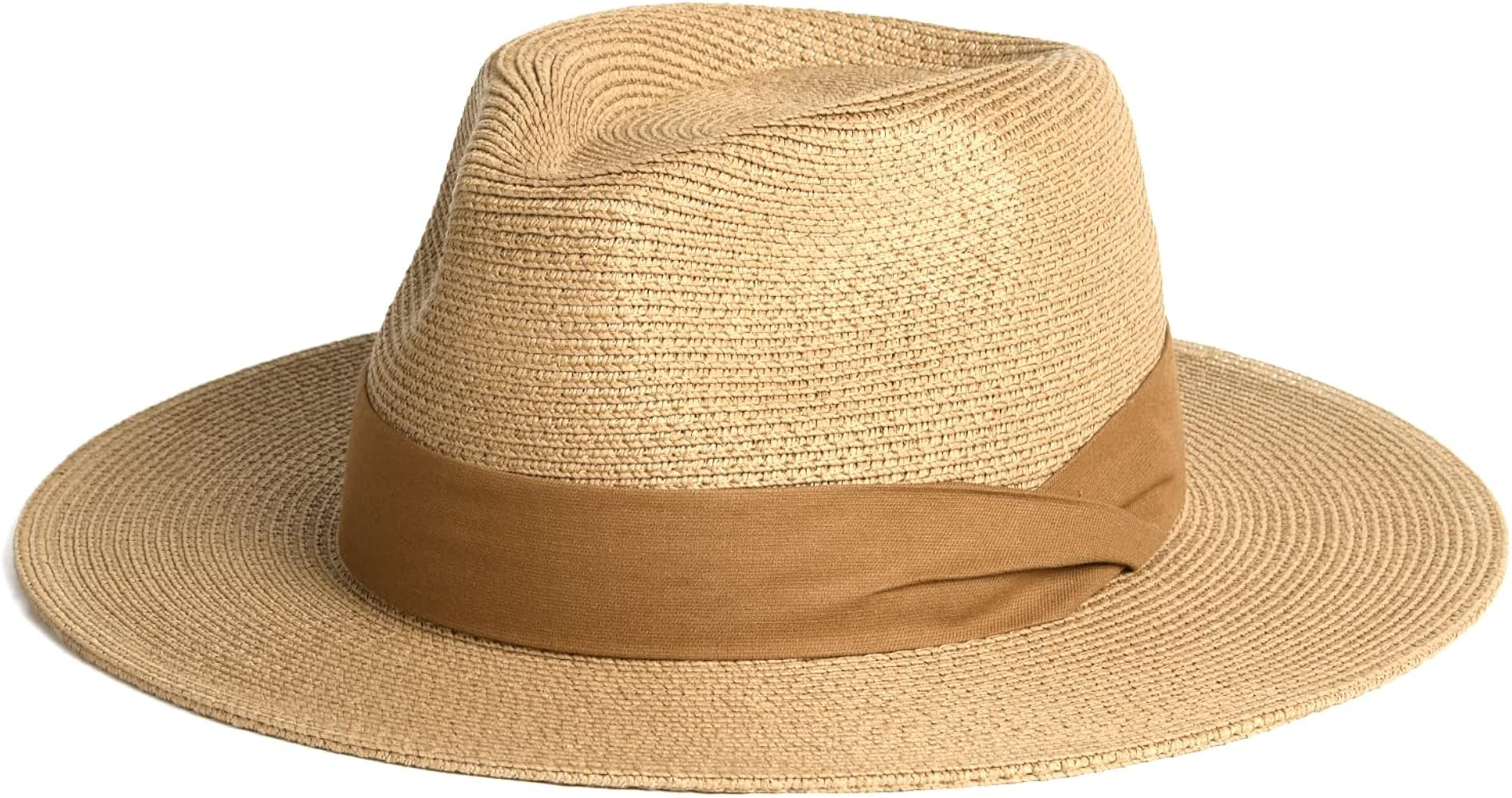 Womens Mens Wide Brim Straw Panama Hat Fedora Summer Beach Sun Hat UPF Straw Hat for Women | Amazon (US)