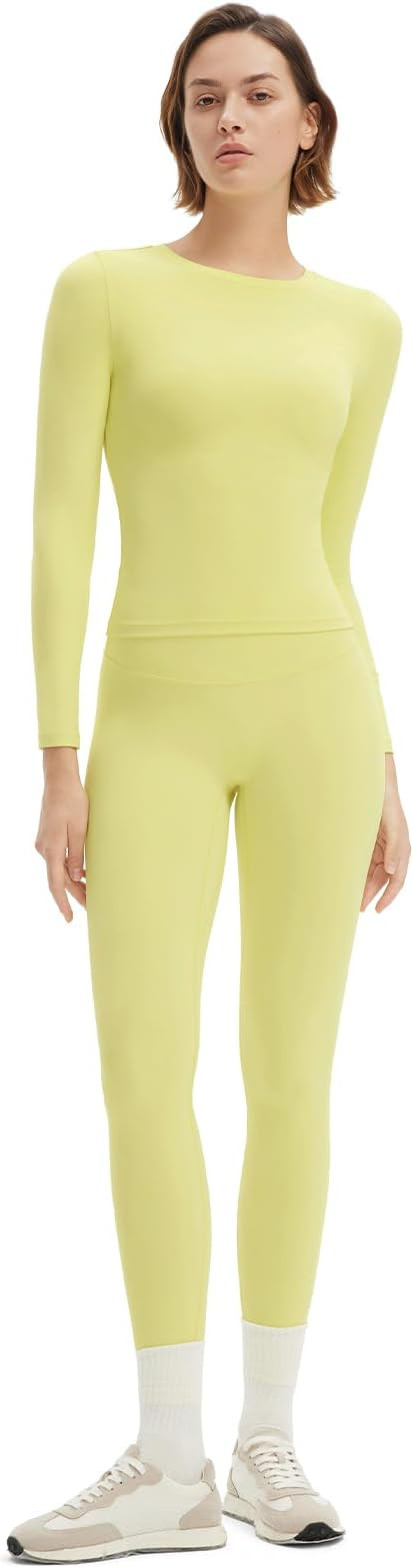 SUUKSESS Women 2 Piece Workout Set Tummy Control Legging Long Sleeve Workout Top | Amazon (US)