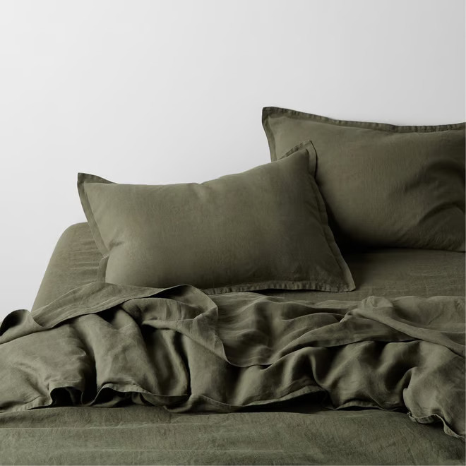 New Natural European Flax -Certified Linen Clay Taupe Full/Queen Duvet Cover + Reviews | Crate & ... | Crate & Barrel
