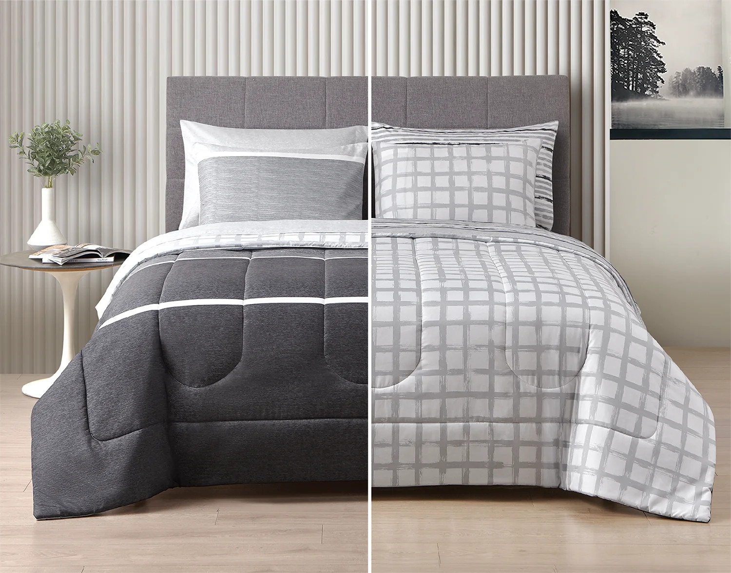 Style2 Alfie Gray 7-Piece Mix & Match Reversible Bed in a Bag , Queen | Walmart (US)