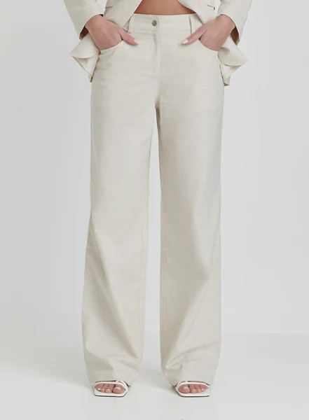 Cream Linen Look Straight Leg Trouser- Liana | 4th & Reckless