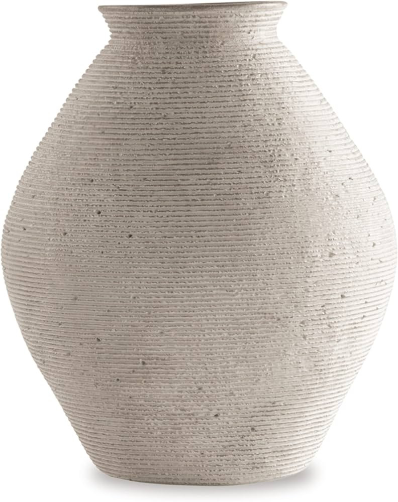 Signature Design by Ashley Hannela 12" Modern Distressed Polyresin Vase, Antique Tan | Amazon (US)