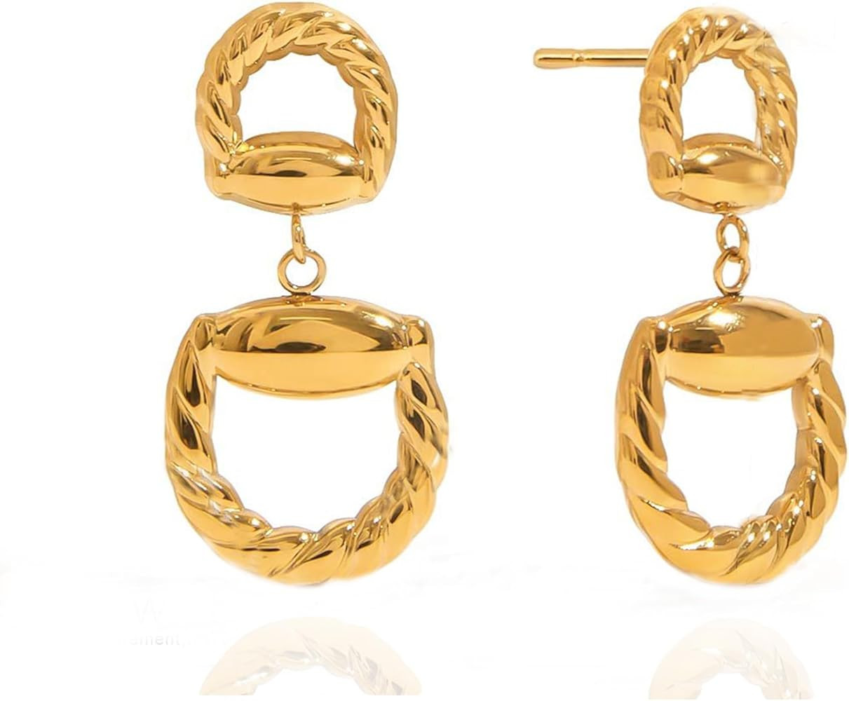 Horsebit Dangle Equestrian Earrings Chunky Gold Earrings Western Jewelry For Women | Amazon (US)