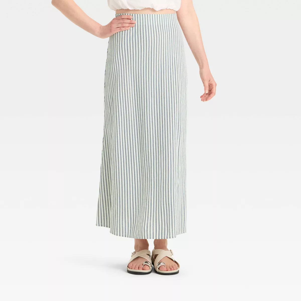 Women's Linen Blend Maxi Skirt - A New Day™ Navy Striped S | Target