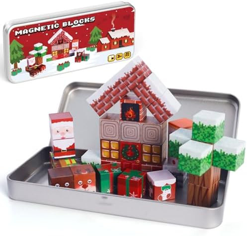 Magnetic Blocks Travel Toys Set - 35PCS Magnetic Cubes Magnet Tiles for Kids Ages 3+, Educational... | Amazon (US)