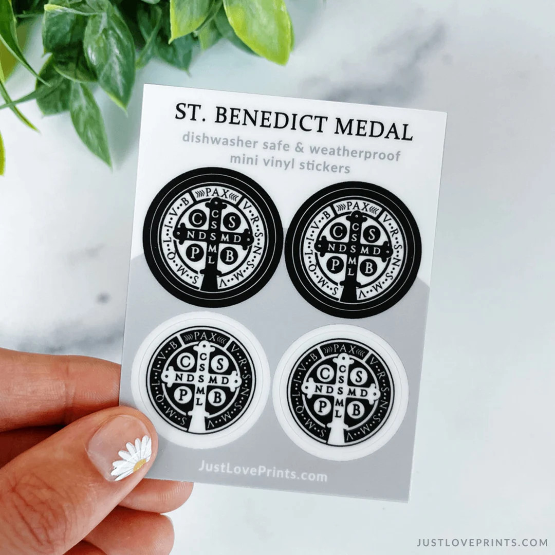 Set of 4, 1 inch St. Benedict Medal Mini Stickers, Catholic Stickers, Catholic RCIA gift, Catholi... | Etsy (US)