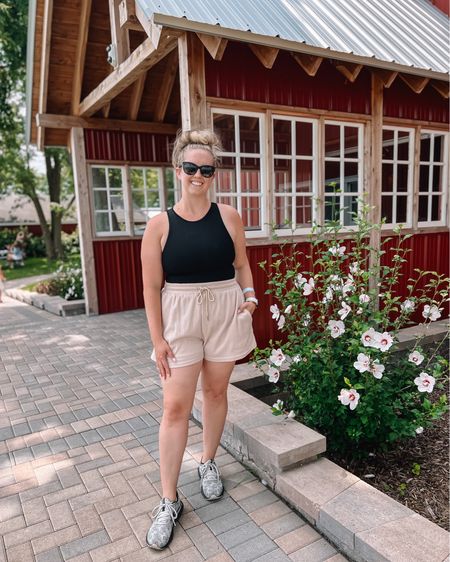 The ultimate casual mom outfit for summer. These shorts are from this two piece set and are AWESOME with these bodysuits! 👏 Best ribbed shape wear bodysuits on Amazon. Great Labor Day Weekend outfit. Perfect casual but stylish wear to class outfit for collegians  Normally L/XL. Shorts are XXL, bodysuit is Large. 

#LTKSeasonal #LTKU #LTKmidsize