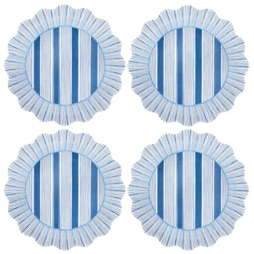 Juliska Cabana Stripe Melamine Dinner Plate Set/4 - Ocean | Amazon (US)