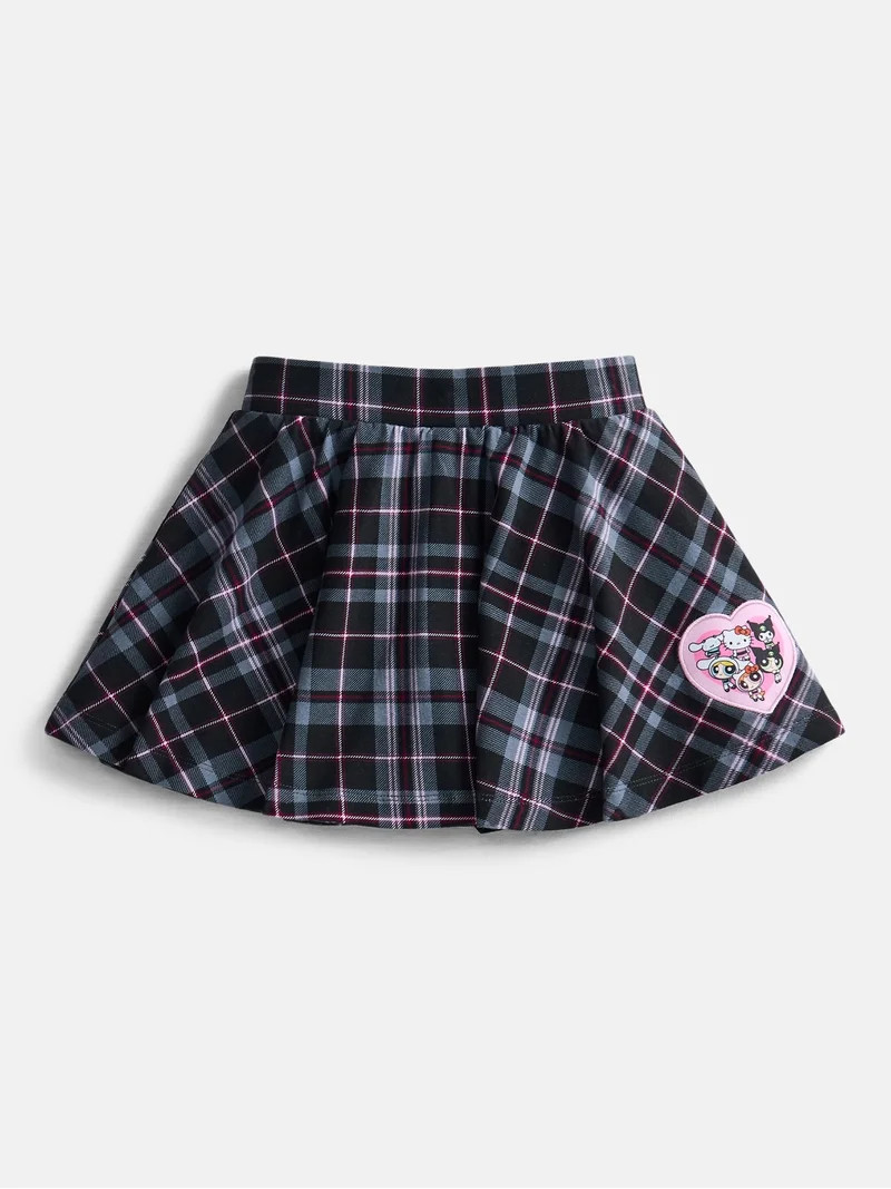 The Powerpuff Girls x Hello Kitty and Friends Girl\u2019s Flared Plaid Skirt with Embroidered App... | Walmart (US)