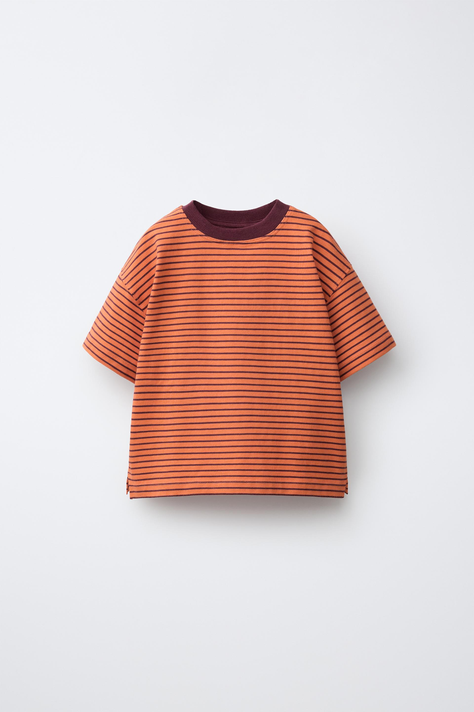 Zara - Striped T-Shirt - Blue / Steel - 5 Years (43,3 Inches) - Kids | Zara US