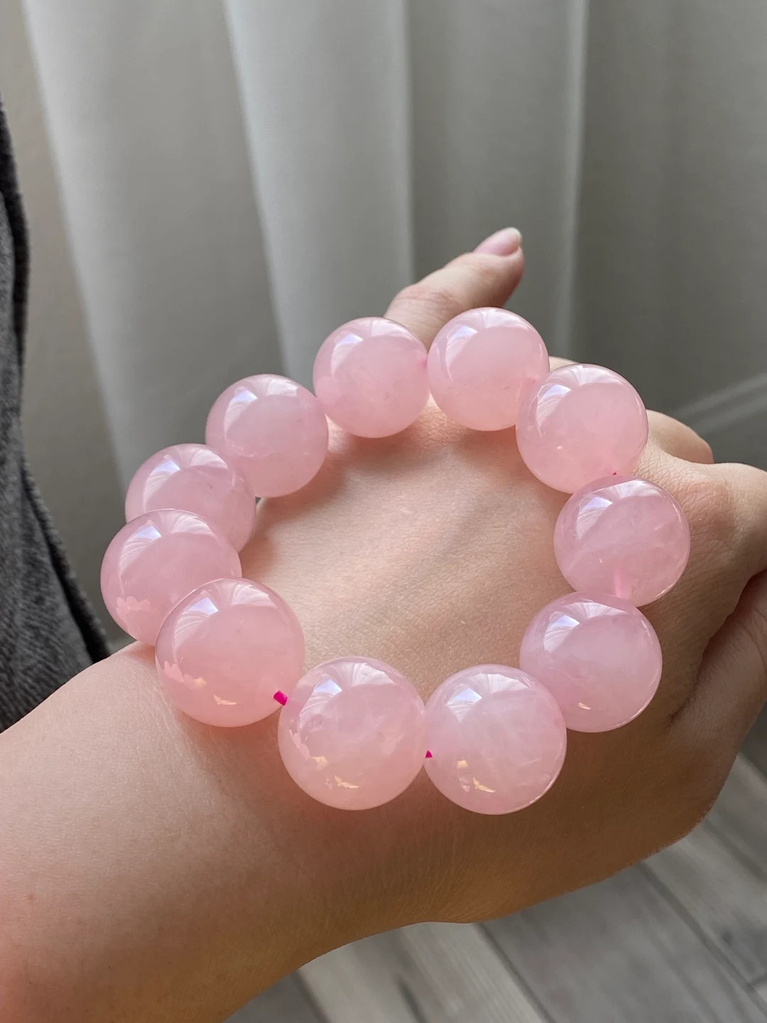 20mm Gym Huge Size Natural Rose Quartz,pink Crystal Round Bead Bracelet,gift for Her Sphere on Wr... | Etsy (US)