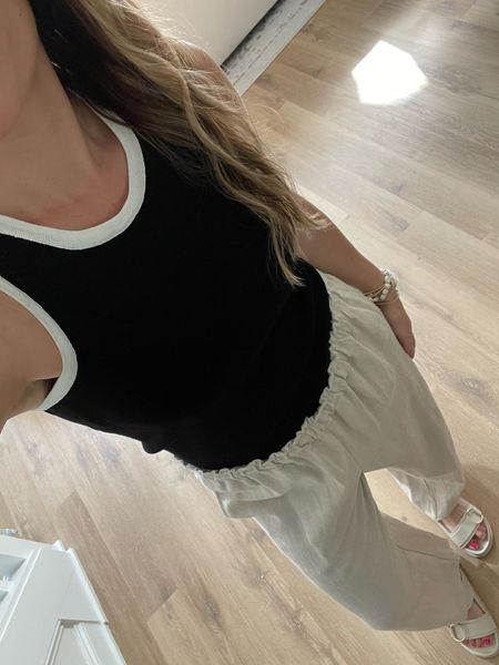 Casual summer outfit - linen pants - tank top - sandals 

#LTKSeasonal