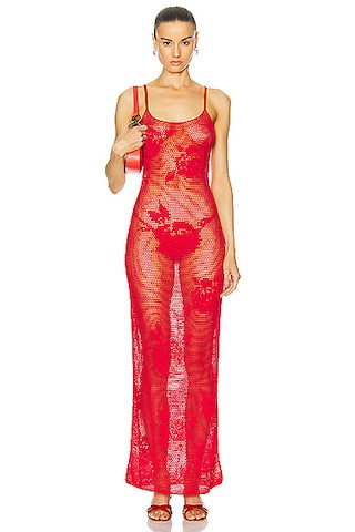 Heavy Manners Say It With Flowers Knit Dress in Red | FWRD | FWRD 