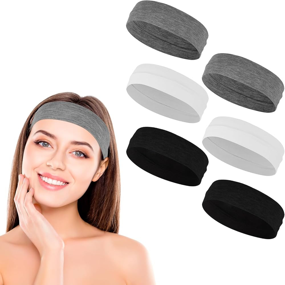 Fuyamp 6 Pcs Sweatbands for Sports,Headbands for Women Men,Moisture Wicking Athletic Cotton Headb... | Amazon (US)